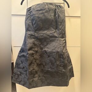 Textured Floral Jacquard Strapless Dress in black